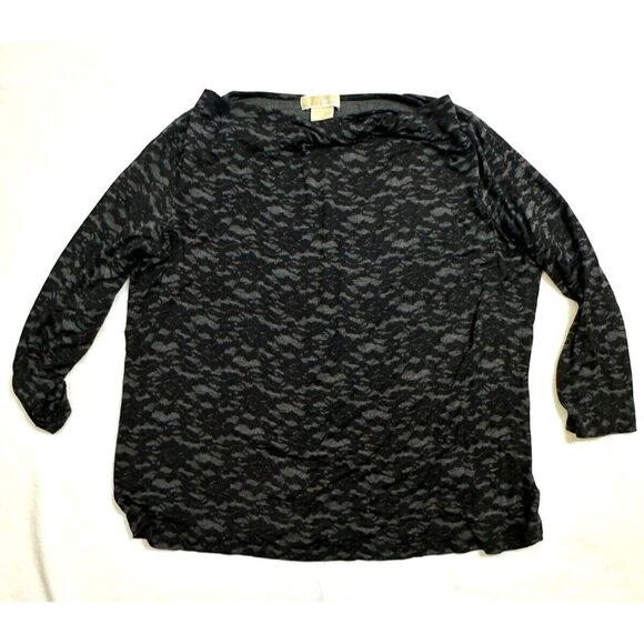 Michael Michael Kors‎ Womens Black & Gray Camouflage Print Long Sleeve Top 1X - Picture 1 of 8